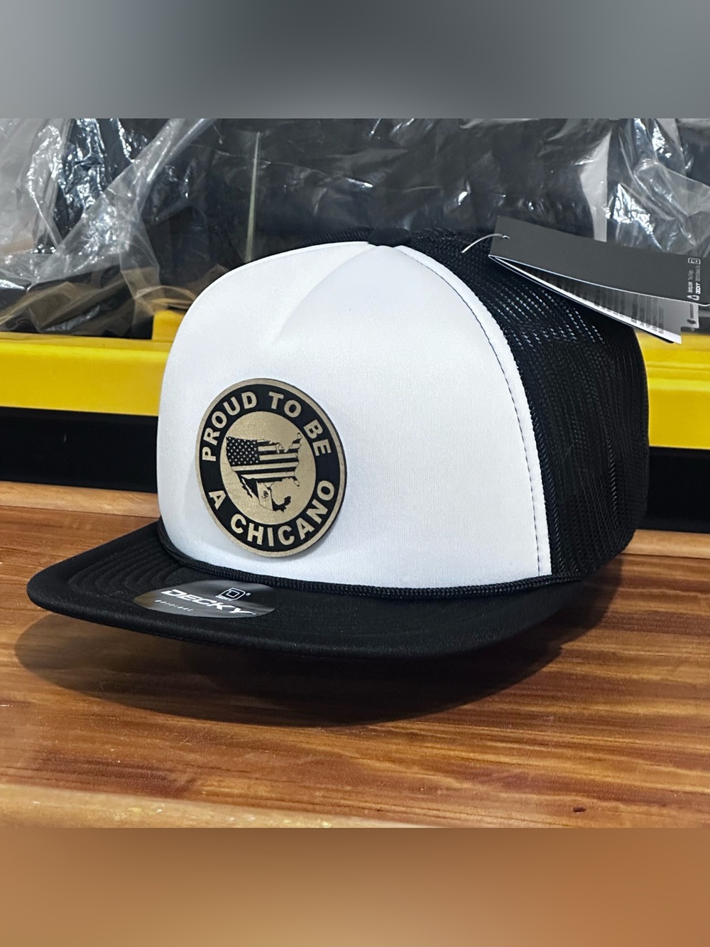 Proud to Be a Chicano White and Black Trucker Cap